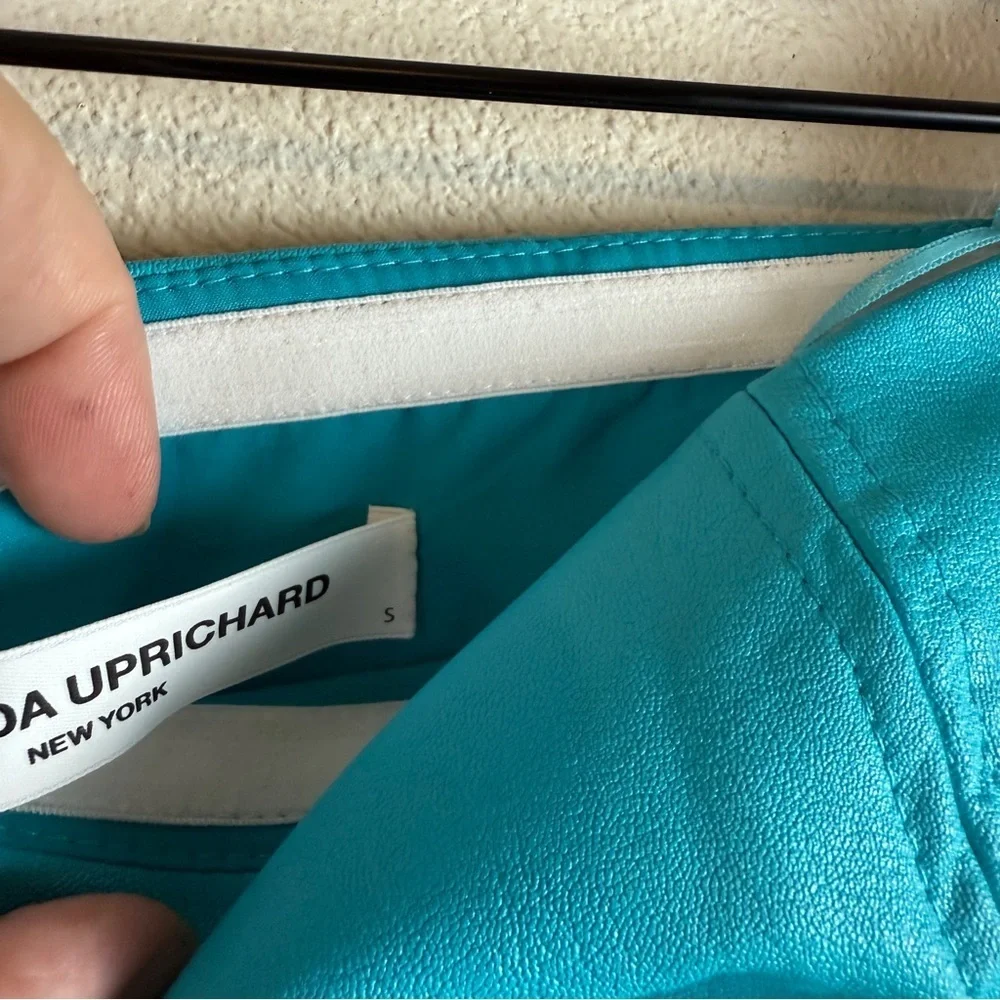 Amanda Uprichard Mohan Faux Leather Mini Dress in Marina Small New - Picture 8 of 9